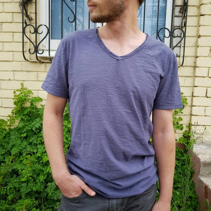 Herr V-Ringning T-Shirt | Lättviktig Avslappnad Kortärmad