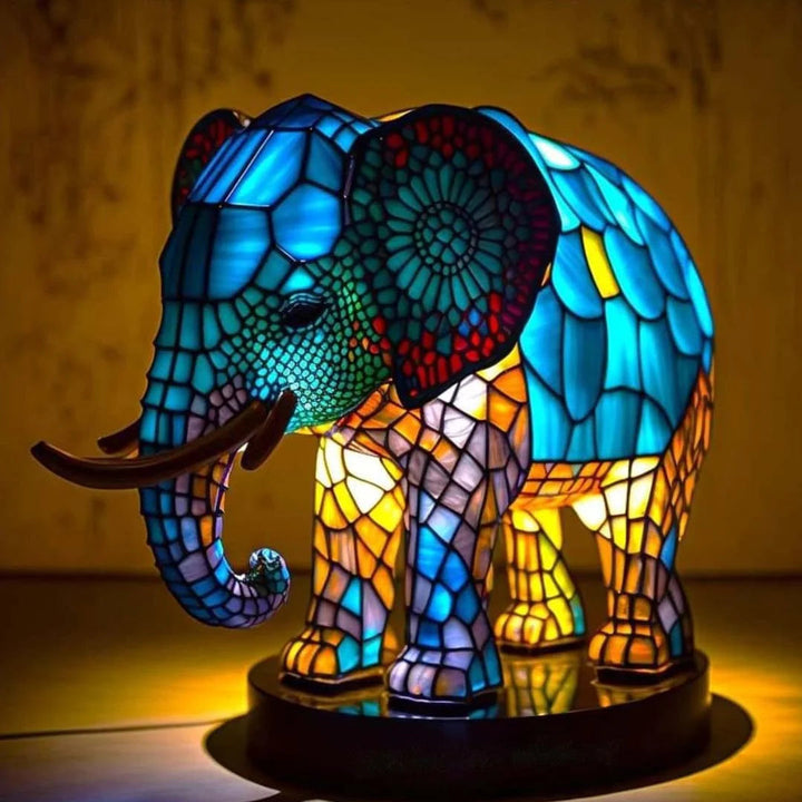 Färgat-Glas Djur Bordslampa | Konstnärlig LED-Lampa