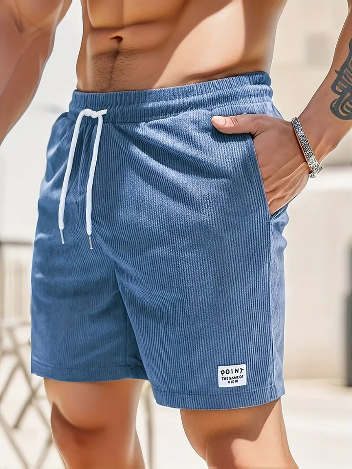 Herr Korduroy Stil Sommarshorts | Elastisk Midja Rak Passform
