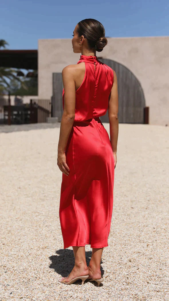 Olivia | Eleganta Satin Maxiklänning
