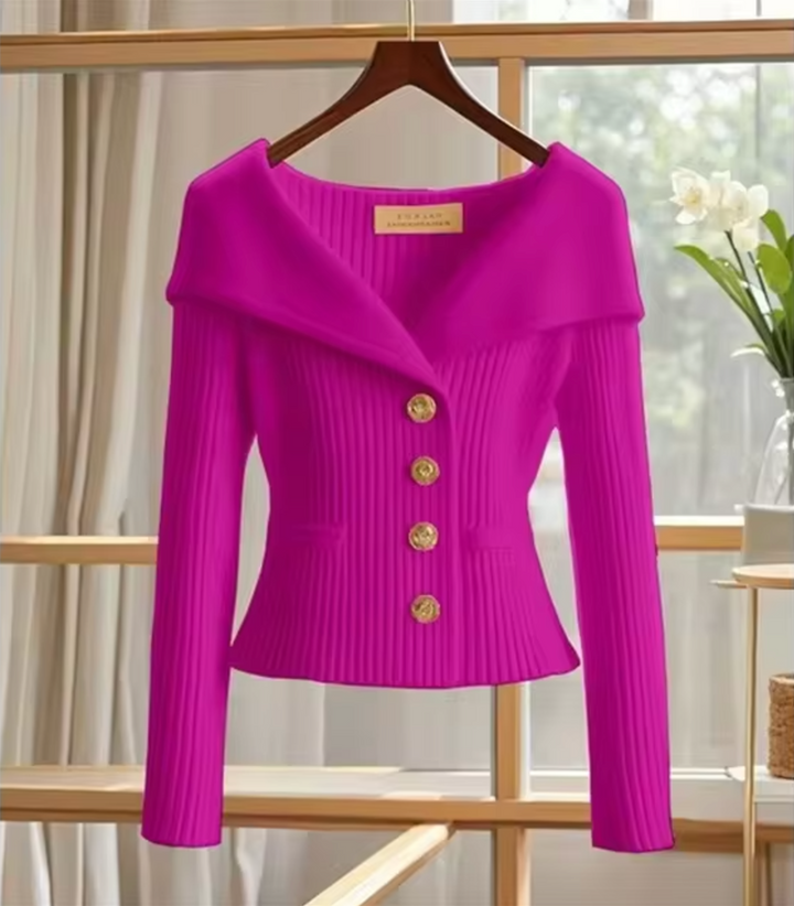 Stickad Croppad Kofta | Eleganta Kort-Längd Sticka Pullover