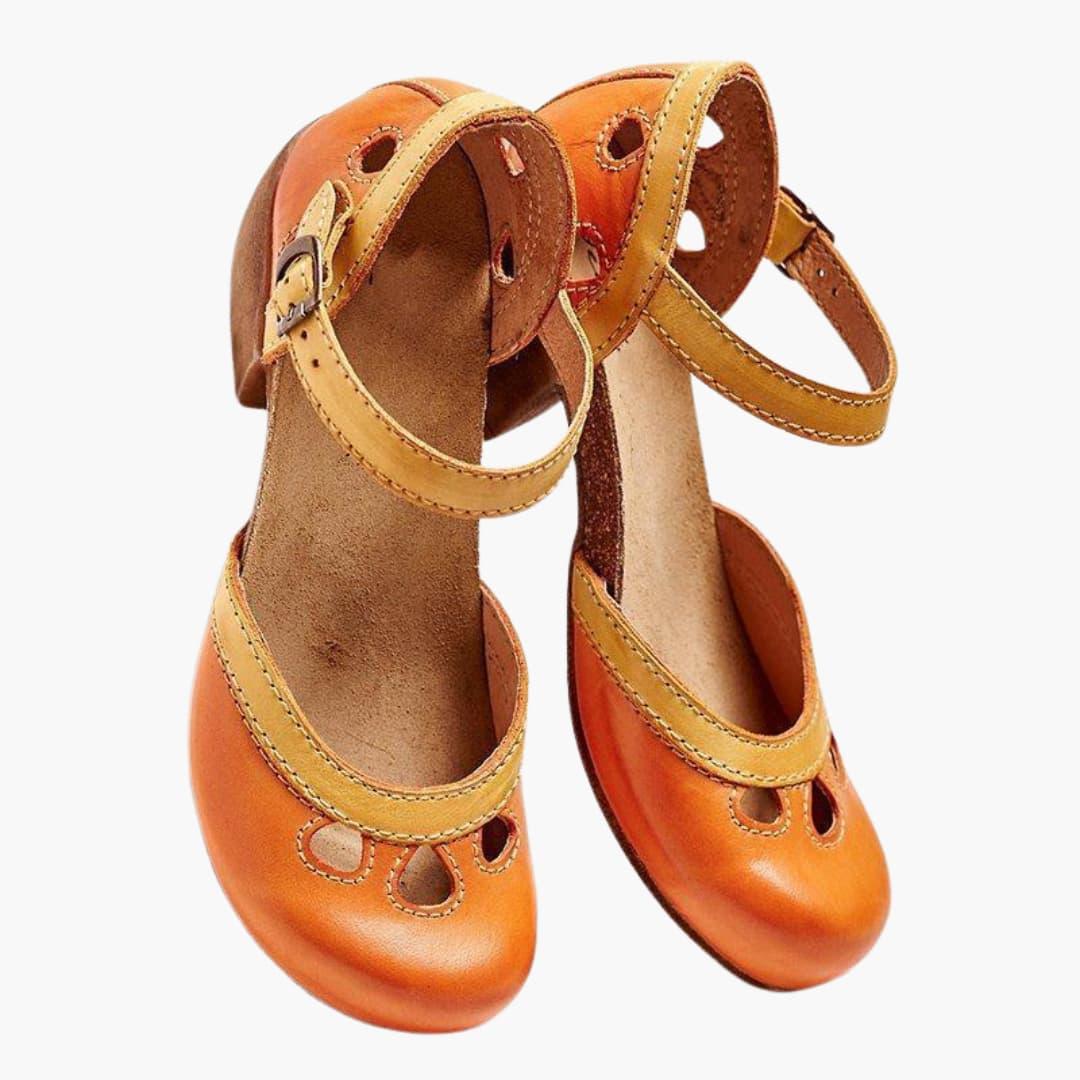 Dam Läderstil Remmar Klack Sandaler | Eleganta Öppna Tån Klackar
