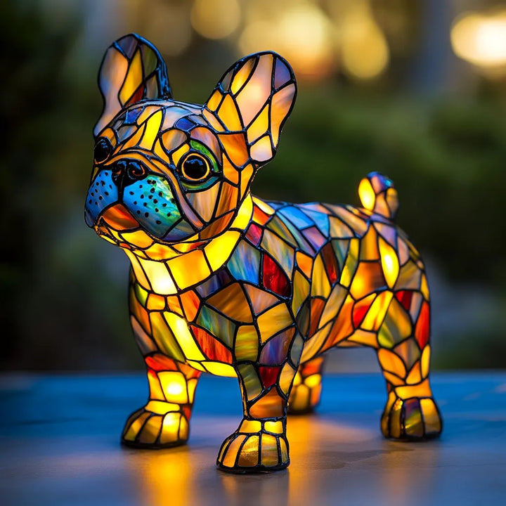Handgjord Färgade Glas Hundlampa | Ljus för Hundälskare
