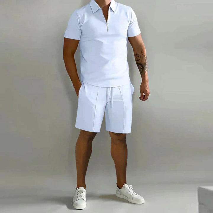 Herr Dragkedjepolo och Shortsset | Lättviktig Sommarkomfort