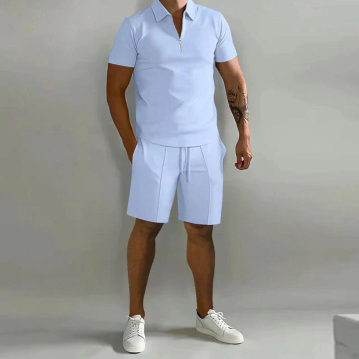 Herr Dragkedjepolo och Shortsset | Lättviktig Sommarkomfort