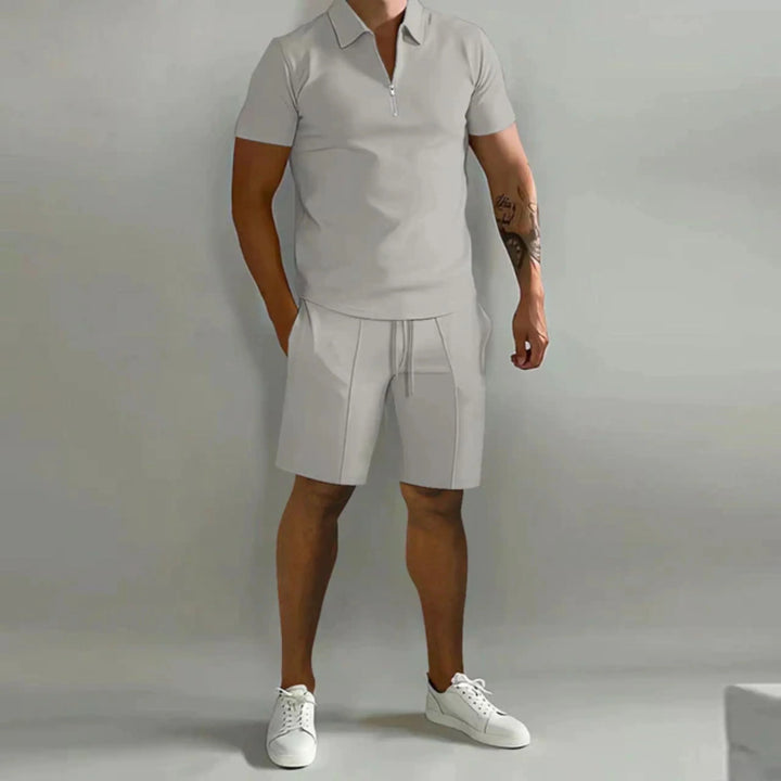 Herr Dragkedjepolo och Shortsset | Lättviktig Sommarkomfort