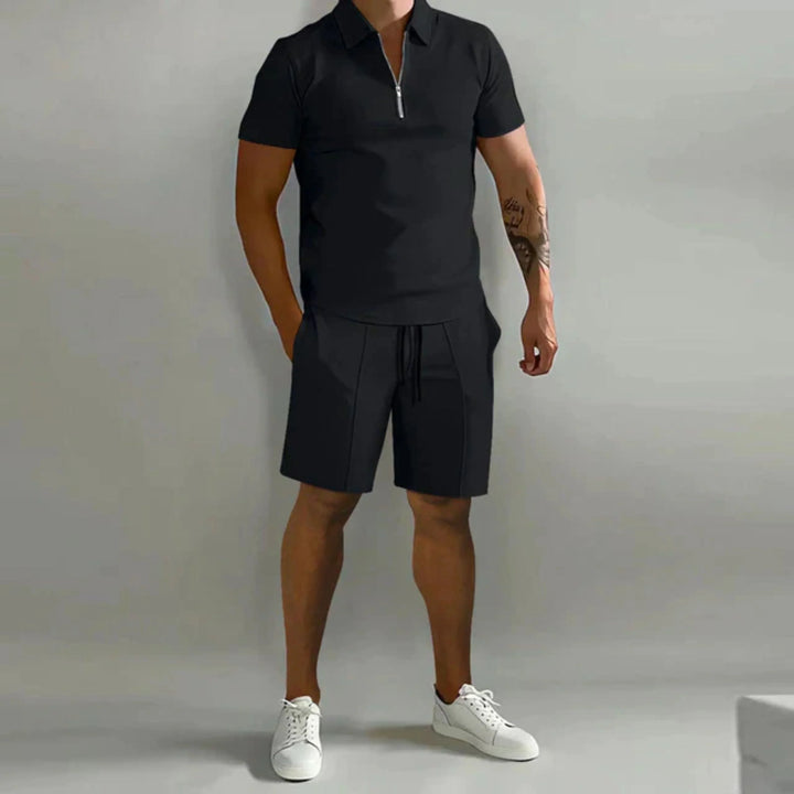 Herr Dragkedjepolo och Shortsset | Lättviktig Sommarkomfort