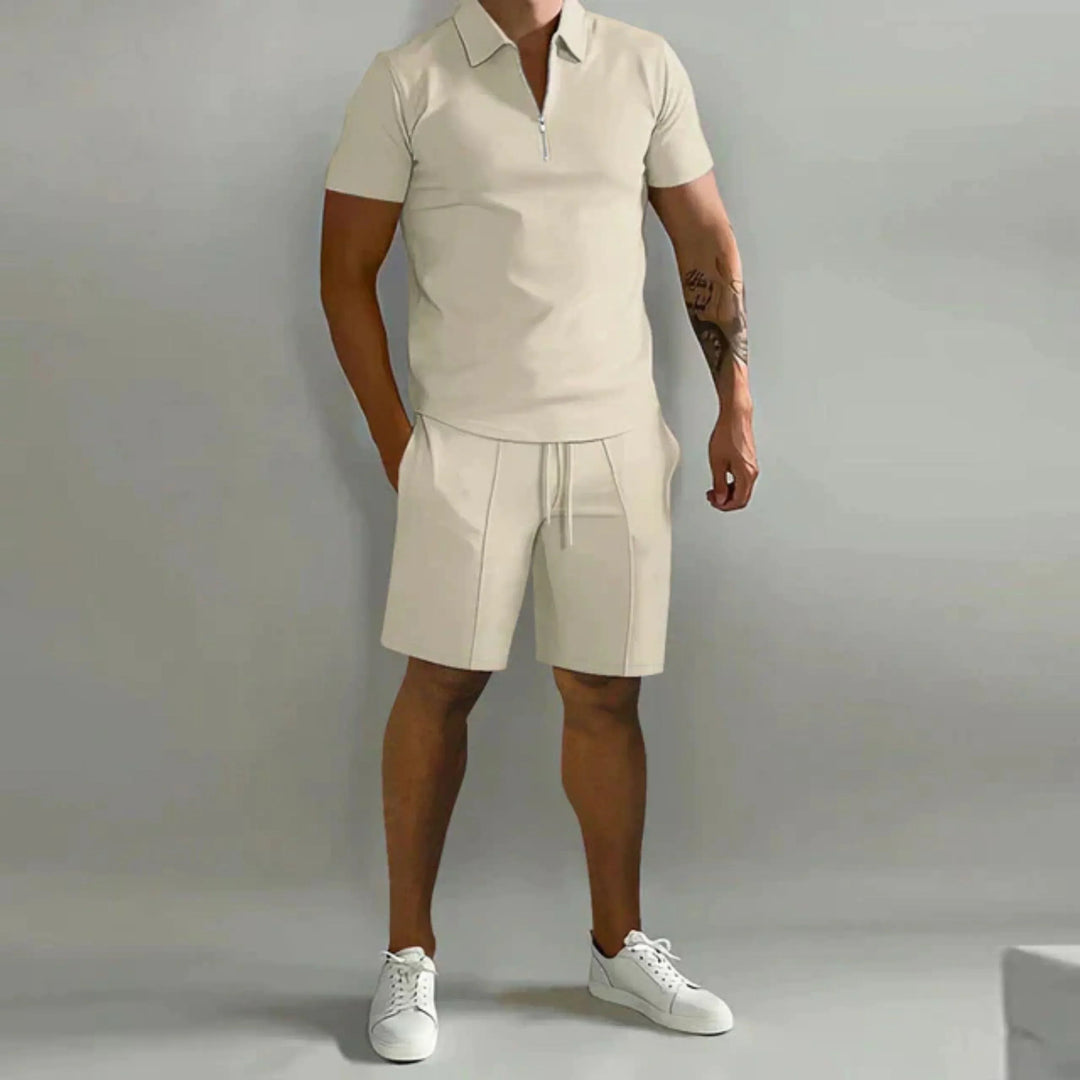 Herr Dragkedjepolo och Shortsset | Lättviktig Sommarkomfort