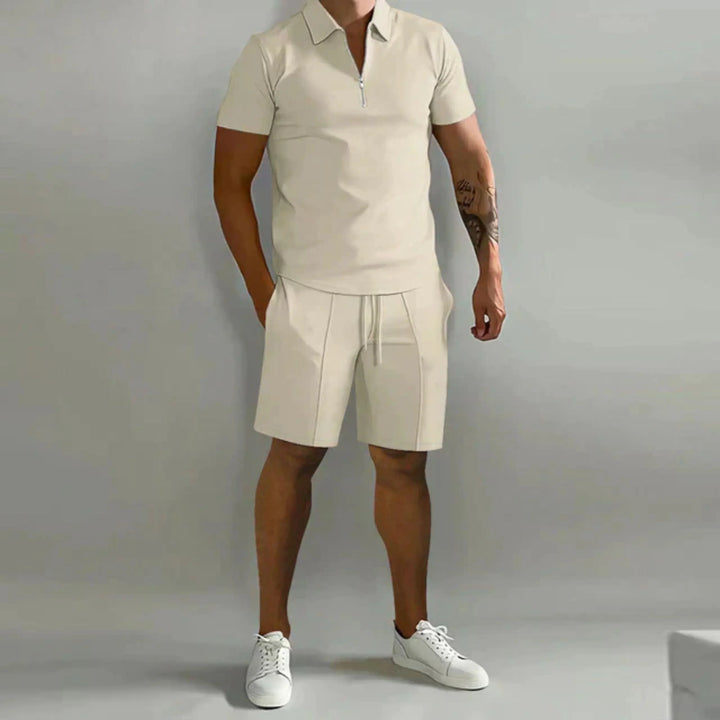 Herr Dragkedjepolo och Shortsset | Lättviktig Sommarkomfort