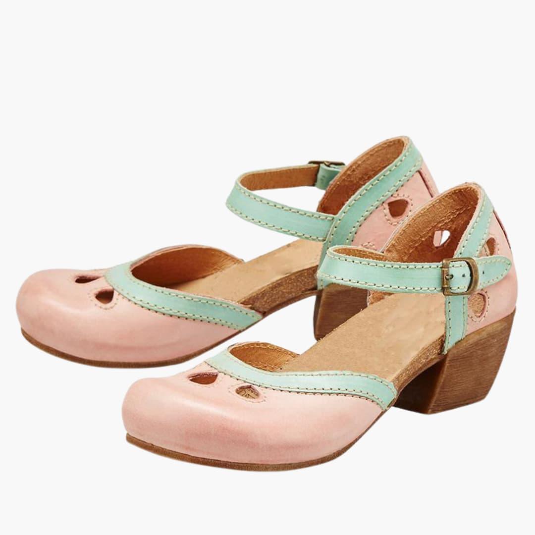Dam Läderstil Remmar Klack Sandaler | Eleganta Öppna Tån Klackar