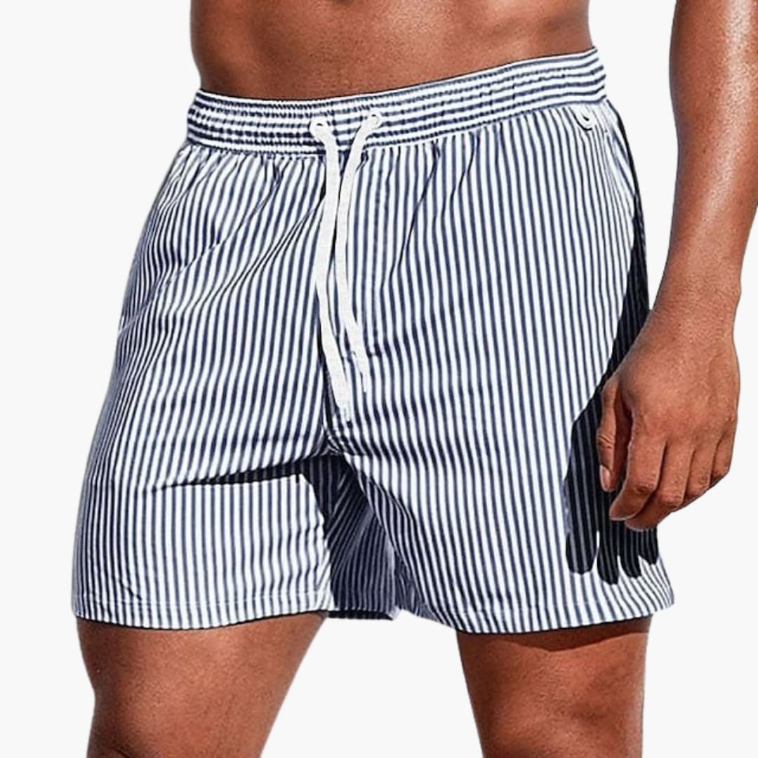 Herr Randiga Boardshorts | Elastisk Midja Badshorts