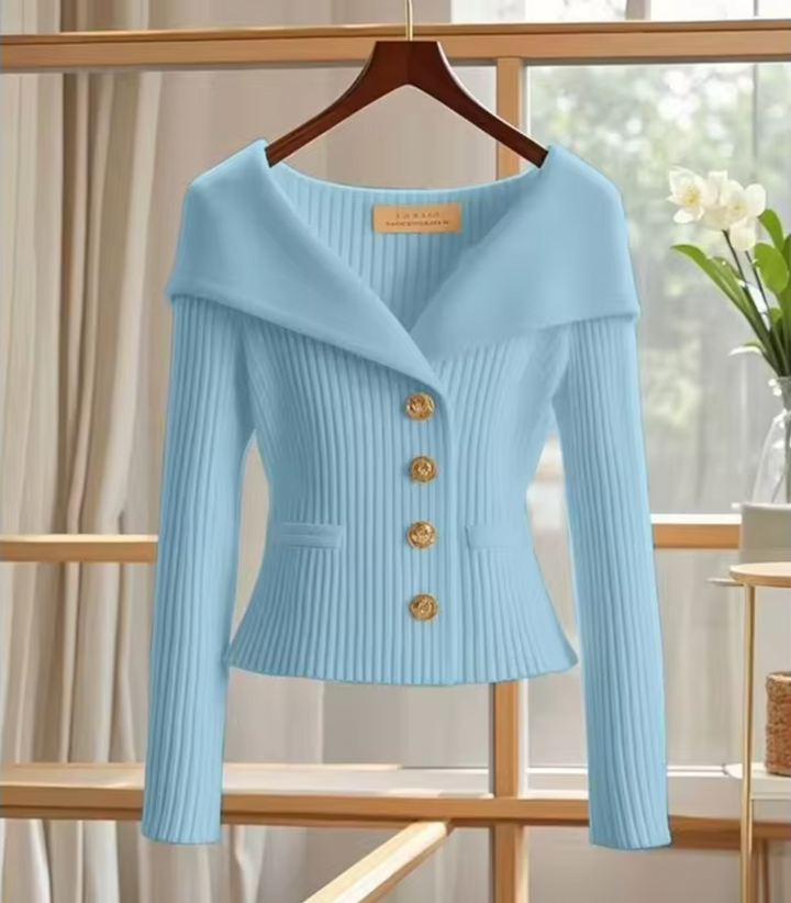 Stickad Croppad Kofta | Eleganta Kort-Längd Sticka Pullover