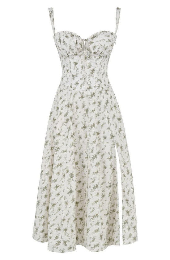 Dam Blommig Bustier Solklänning | Midjeformande Passform