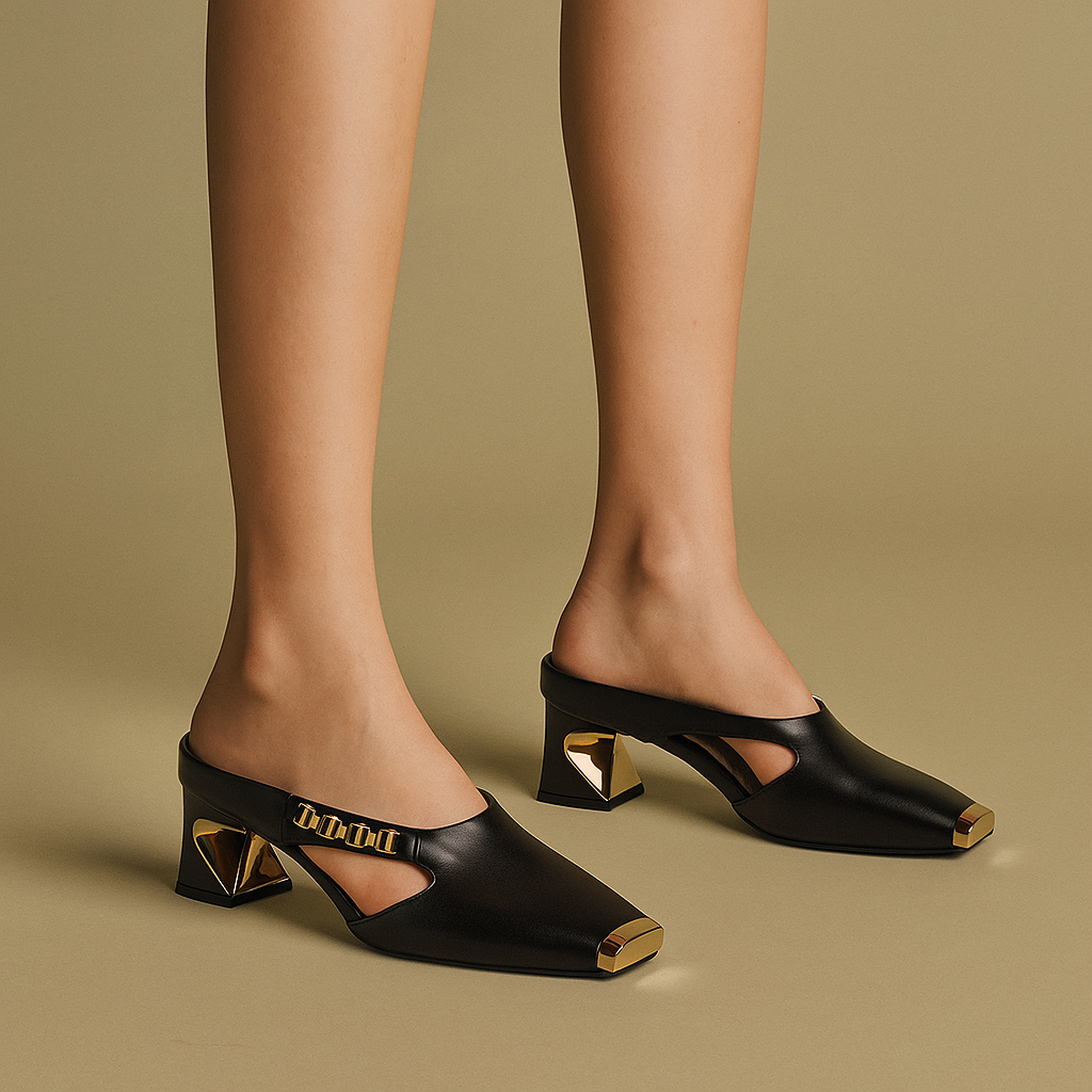 Dam Polerad Blockklack Pumps