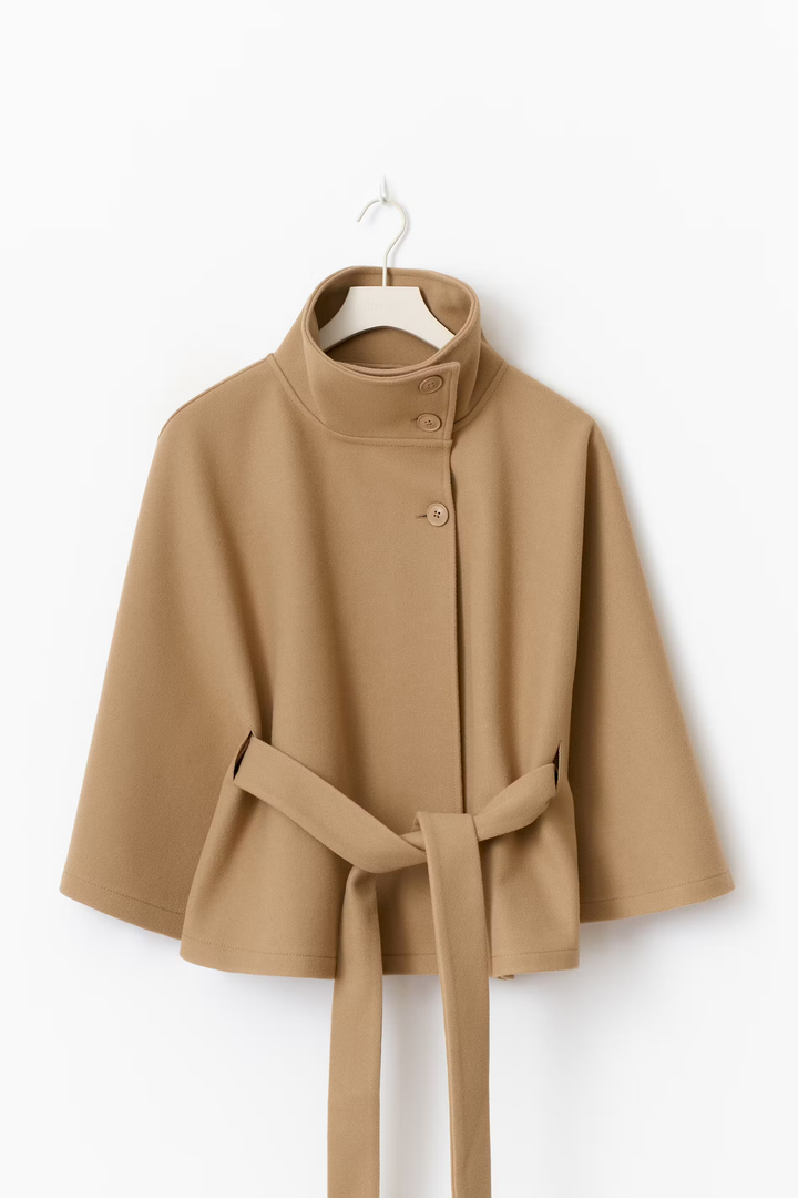 Dam Hög-Krage Bälte Kappa | Eleganta Vinter Overfrakke