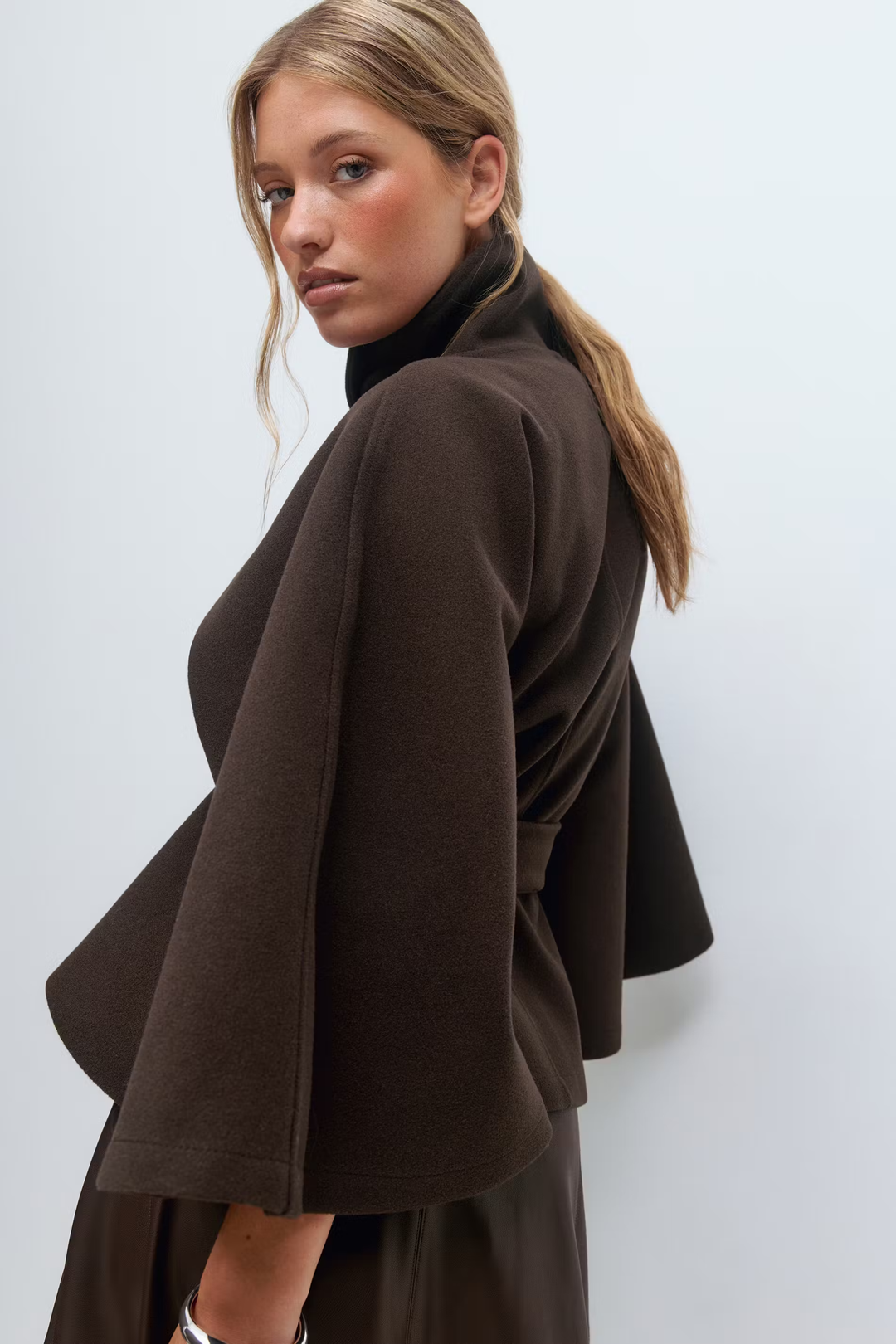 Dam Hög-Krage Bälte Kappa | Eleganta Vinter Overfrakke
