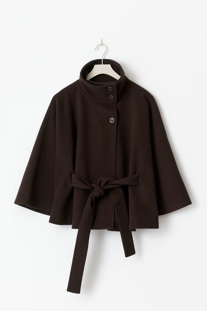 Dam Hög-Krage Bälte Kappa | Eleganta Vinter Overfrakke
