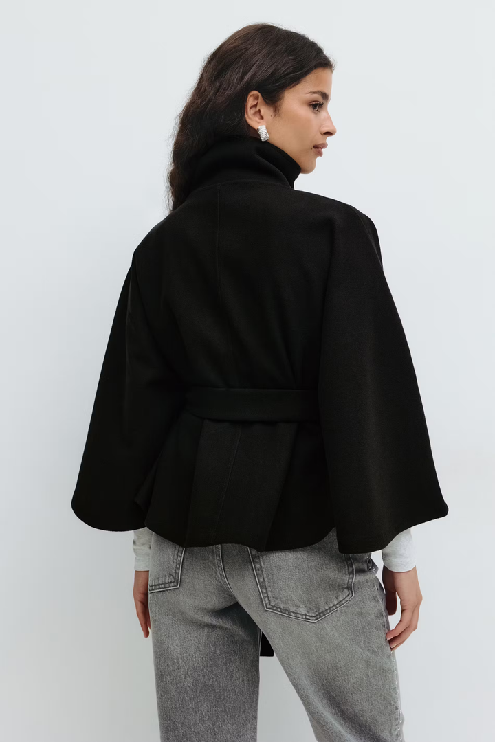 Dam Hög-Krage Bälte Kappa | Eleganta Vinter Overfrakke