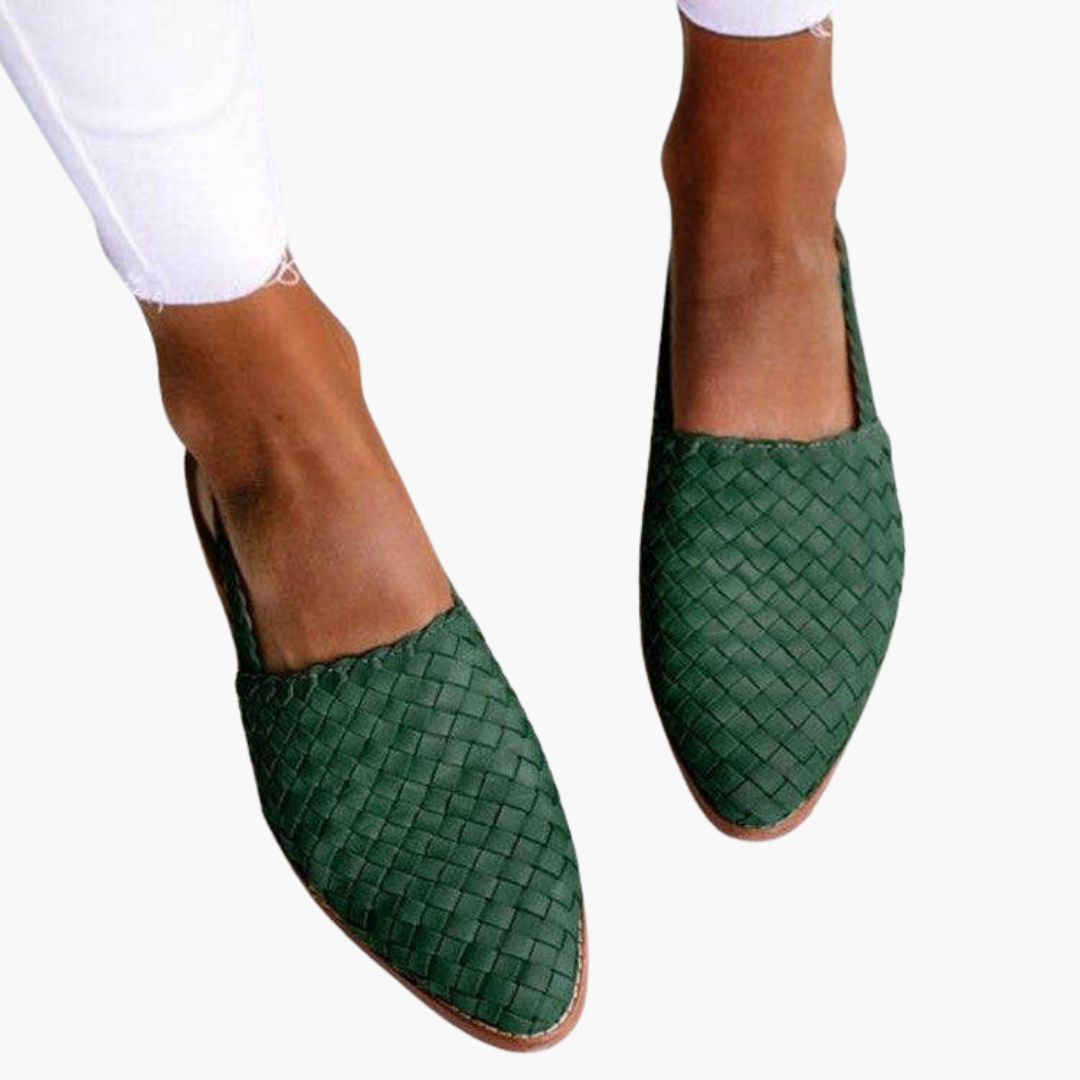 Dam Flätade Läderstil Slingbacks | Platta Sommarsandaler