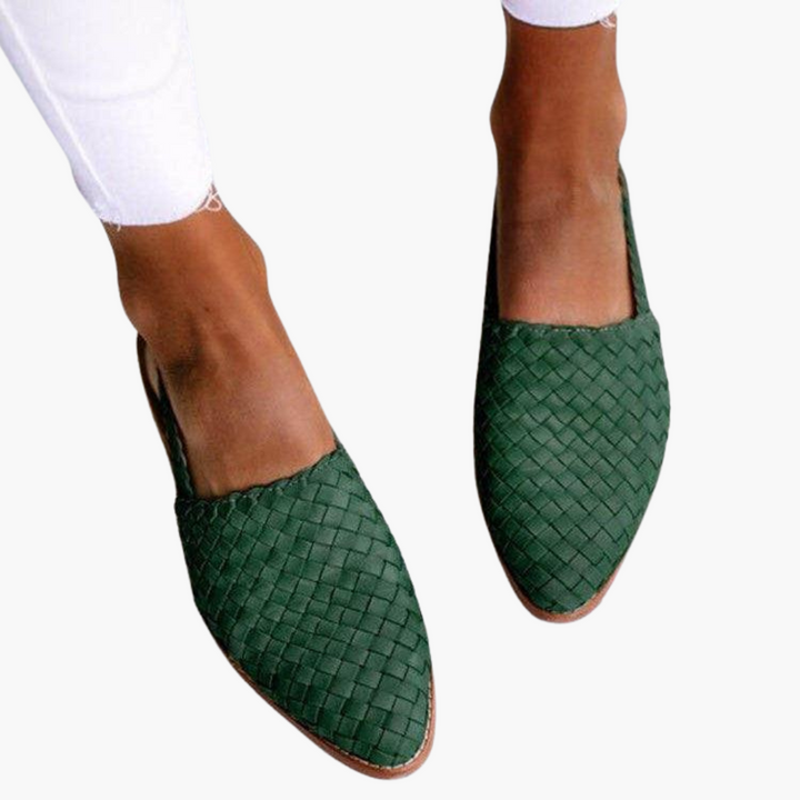 Dam Flätade Läderstil Slingbacks | Platta Sommarsandaler