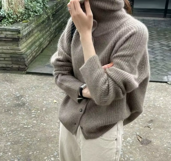 Verlora Ullblandning Turtleneck | Mysig Hög-Hals Sticka Pullover