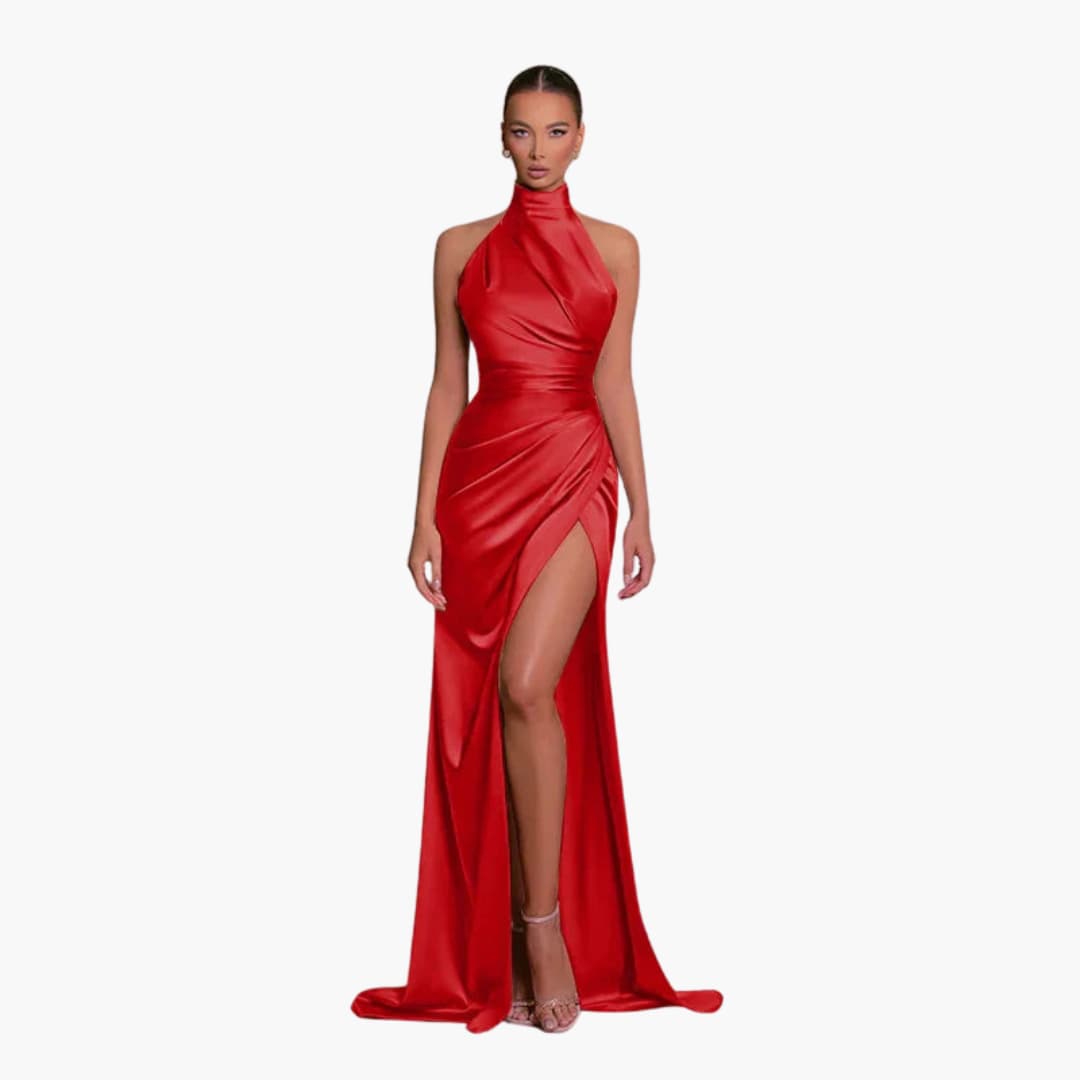 Dam Satäng Stil Aftonklänning | Eleganta Maxi Galaklänning