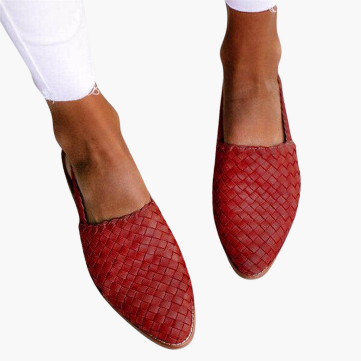 Dam Flätade Läderstil Slingbacks | Platta Sommarsandaler