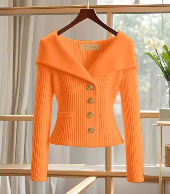 Stickad Croppad Kofta | Eleganta Kort-Längd Sticka Pullover