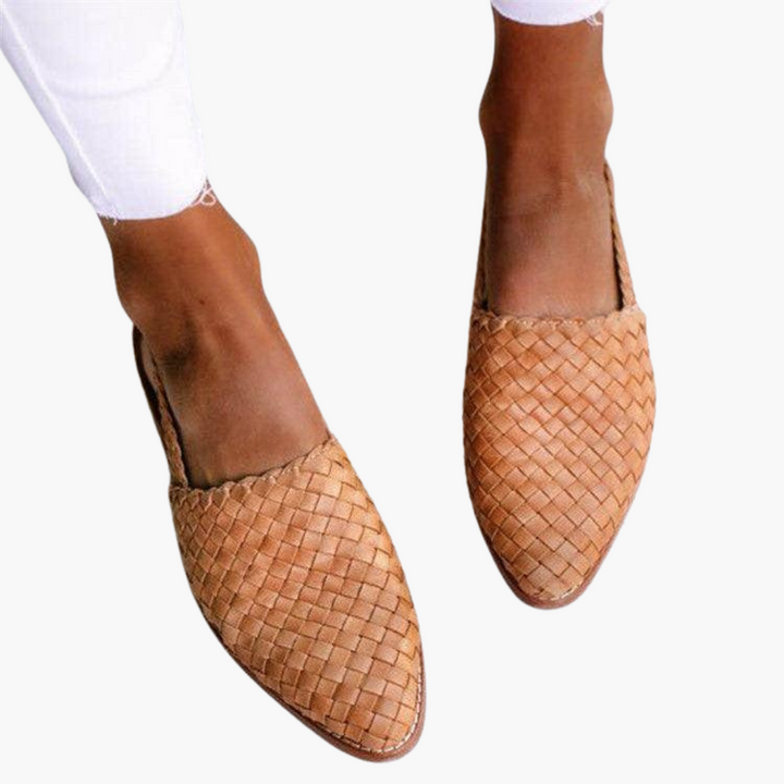 Dam Flätade Läderstil Slingbacks | Platta Sommarsandaler