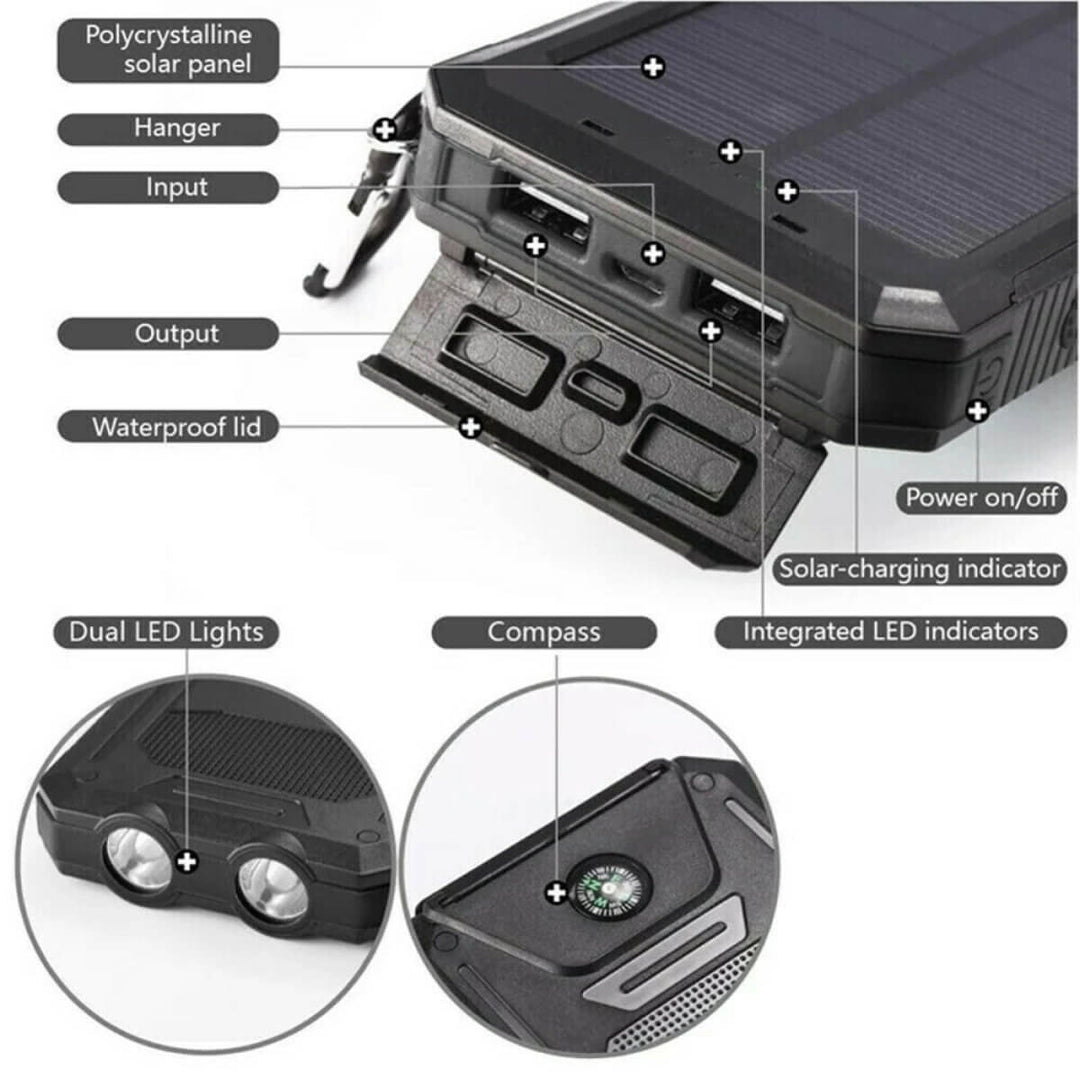 Sol Powerbank 50000mAh | Vattentät Utomhusladdare