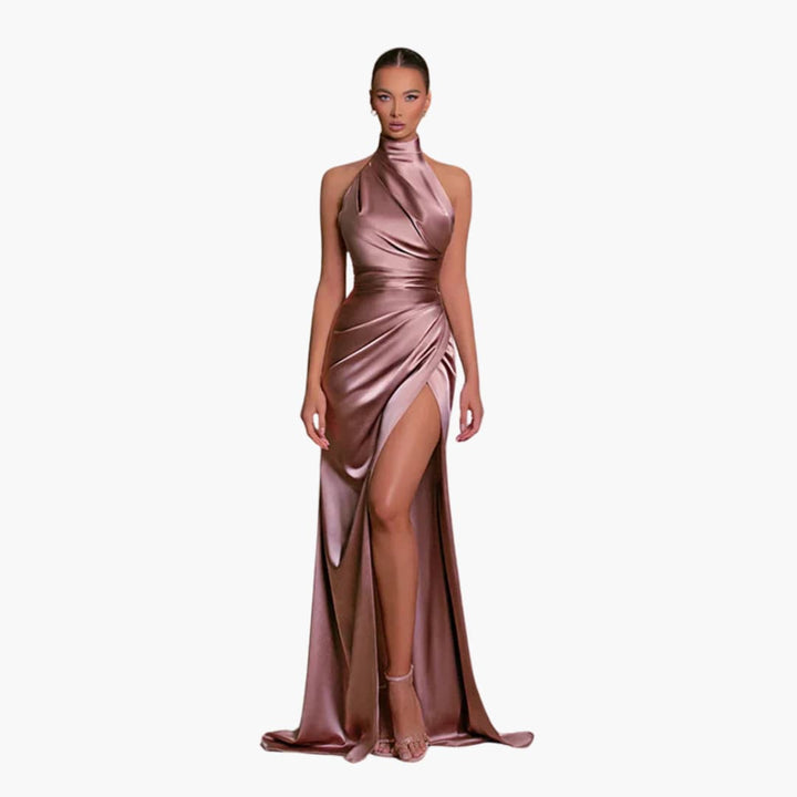 Dam Satäng Stil Aftonklänning | Eleganta Maxi Galaklänning