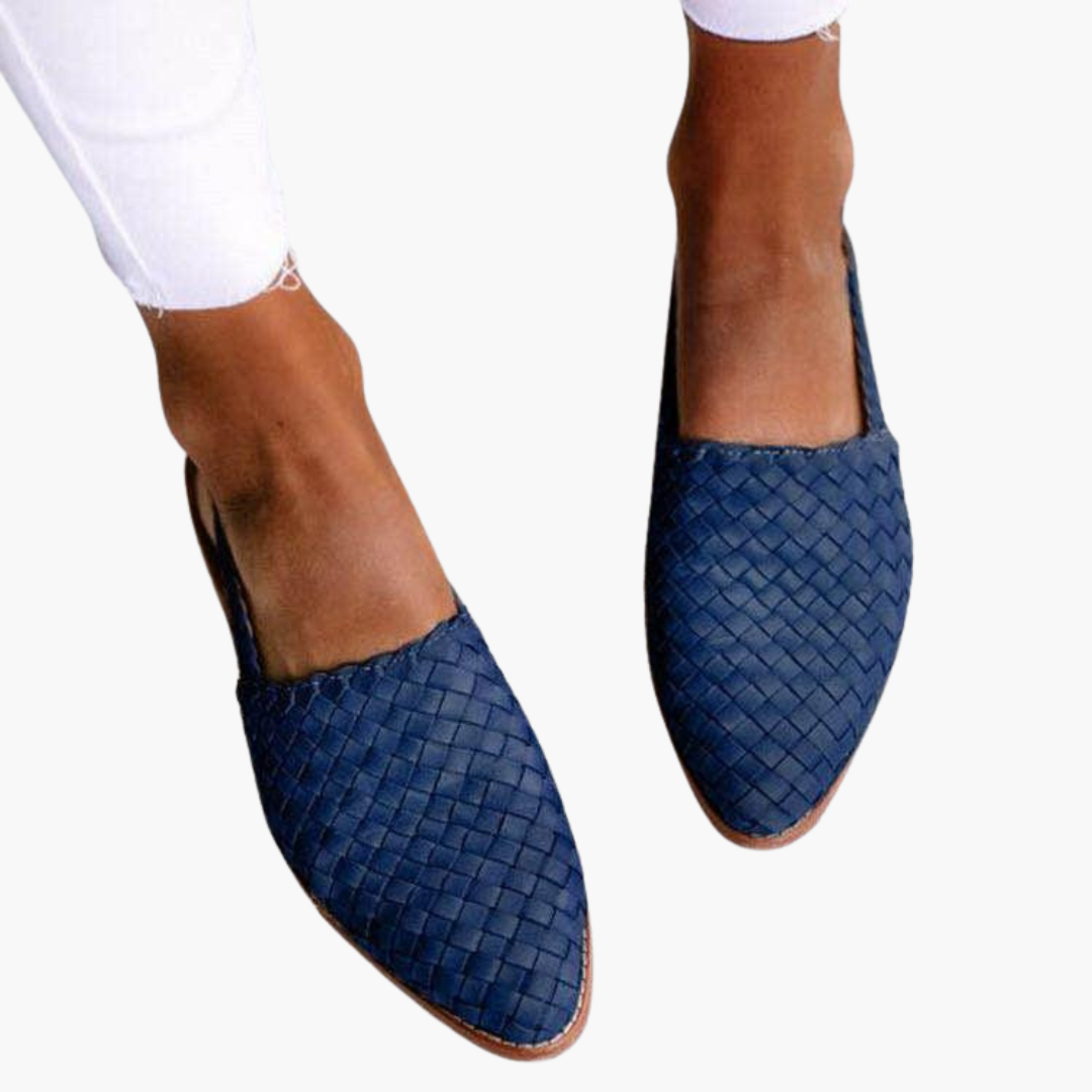 Dam Flätade Läderstil Slingbacks | Platta Sommarsandaler