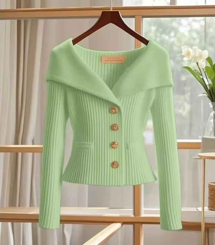 Stickad Croppad Kofta | Eleganta Kort-Längd Sticka Pullover