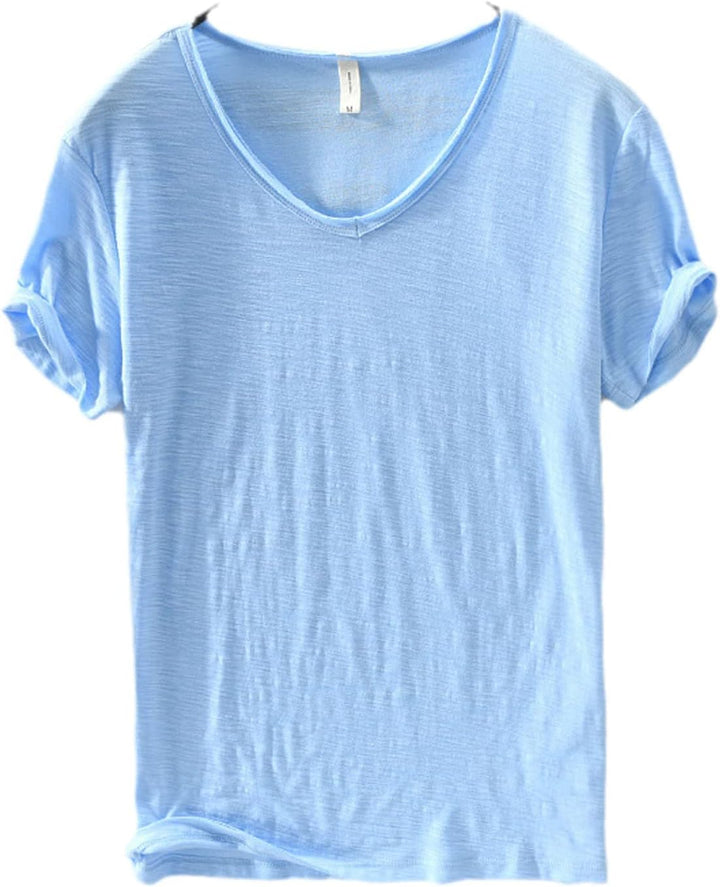 Herr V-Ringning T-Shirt | Lättviktig Avslappnad Kortärmad