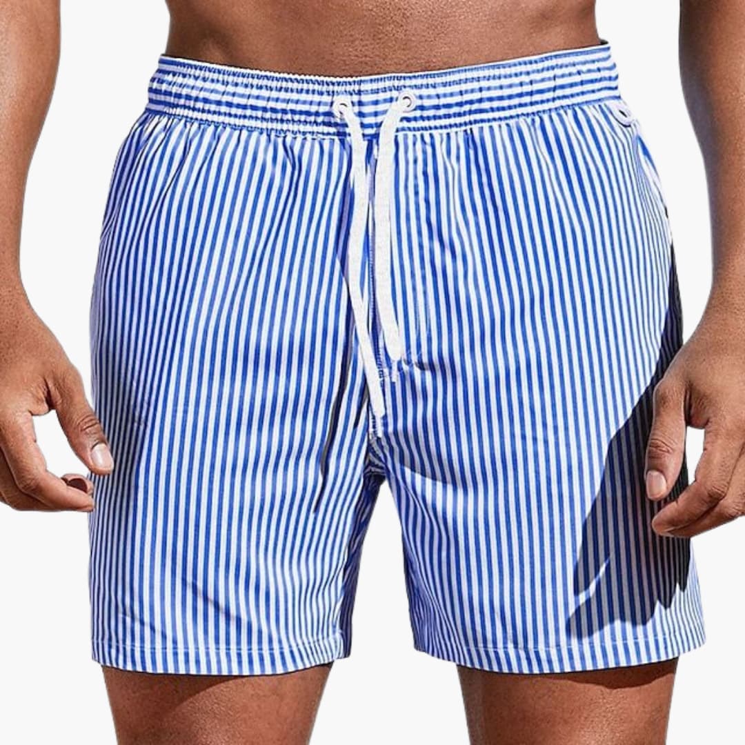 Herr Randiga Boardshorts | Elastisk Midja Badshorts