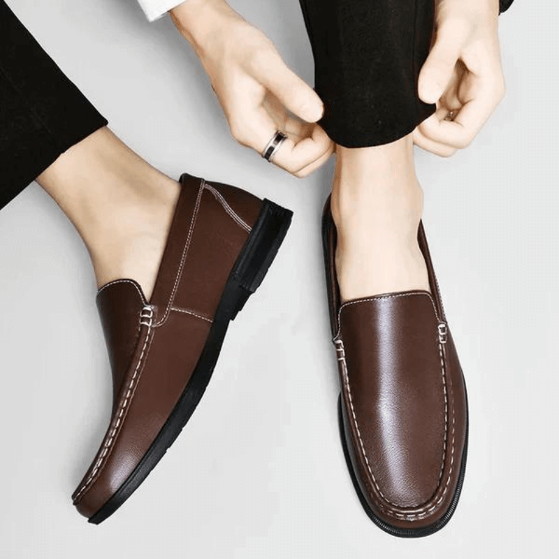 Herr Läderstil Dagdrivare | Klassiska Halka-På Klä Skor