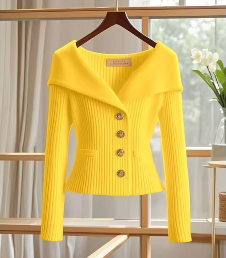 Stickad Croppad Kofta | Eleganta Kort-Längd Sticka Pullover
