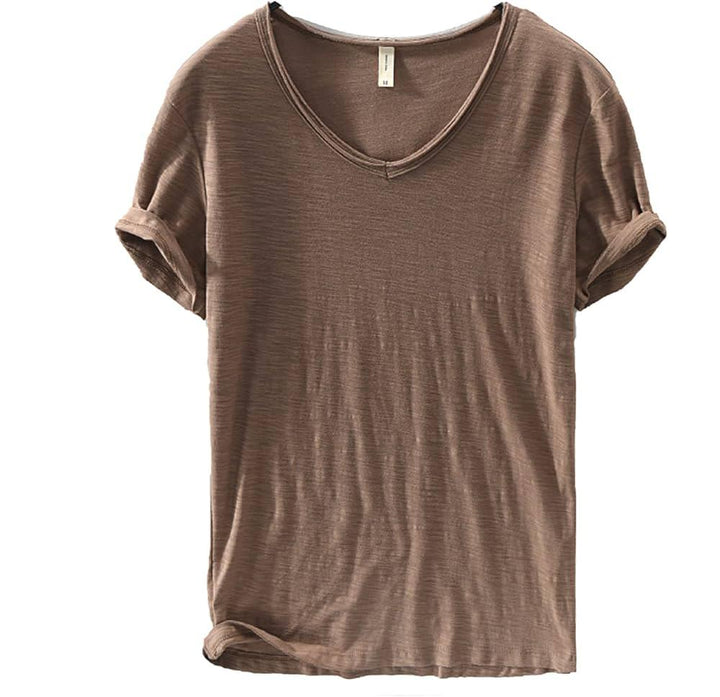 Herr V-Ringning T-Shirt | Lättviktig Avslappnad Kortärmad