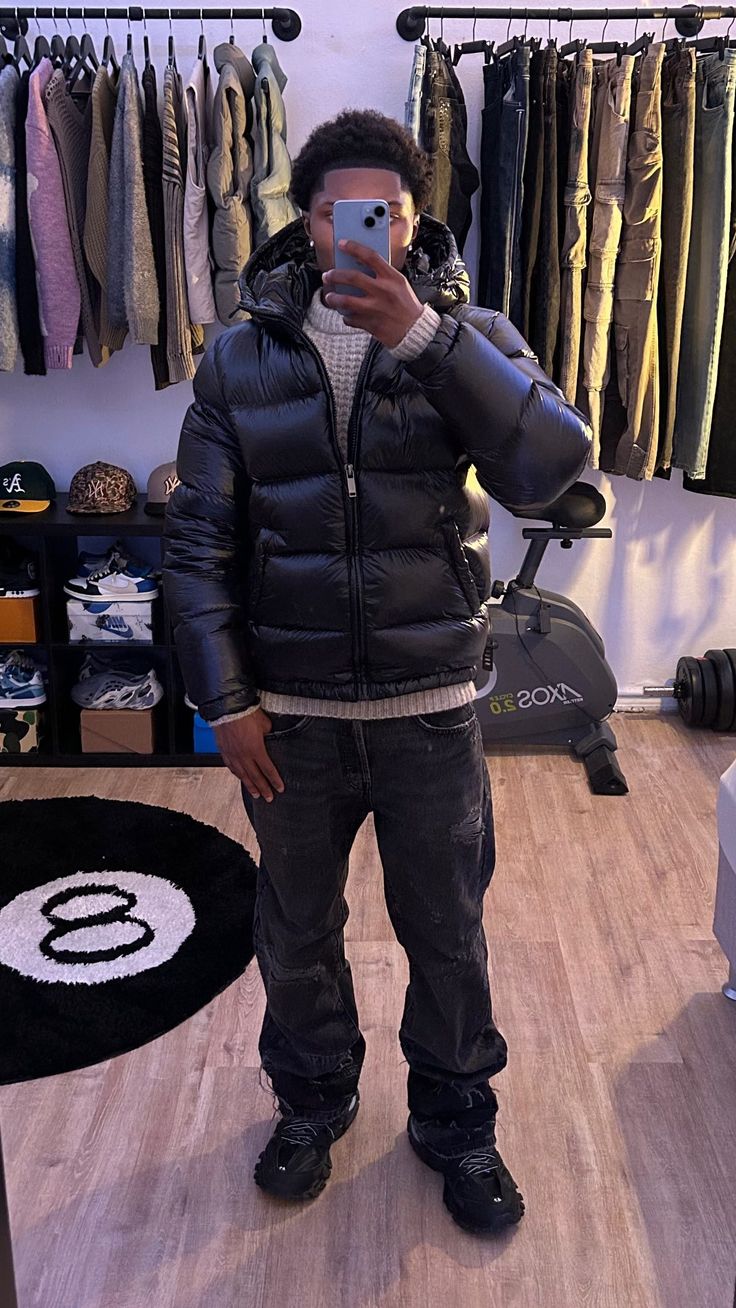 Herr Sherpa-Fodrad Quiltad Vinterjacka