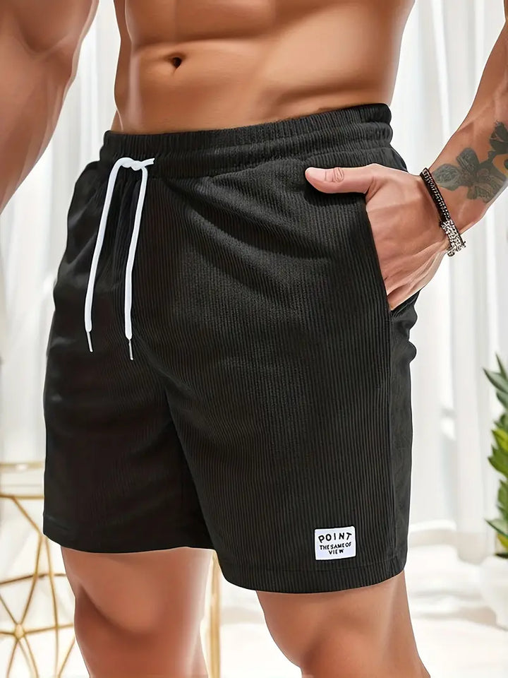 Herr Korduroy Stil Sommarshorts | Elastisk Midja Rak Passform