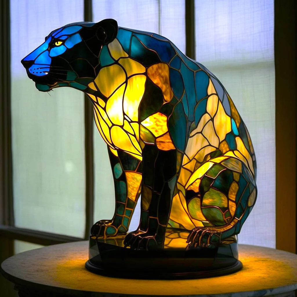 Färgat-Glas Djur Bordslampa | Konstnärlig LED-Lampa