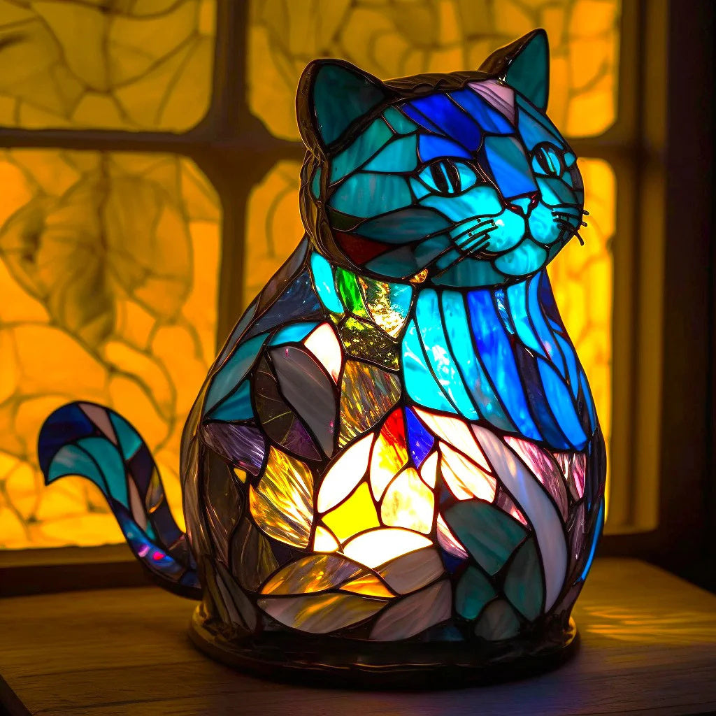 Färgat-Glas Djur Bordslampa | Konstnärlig LED-Lampa