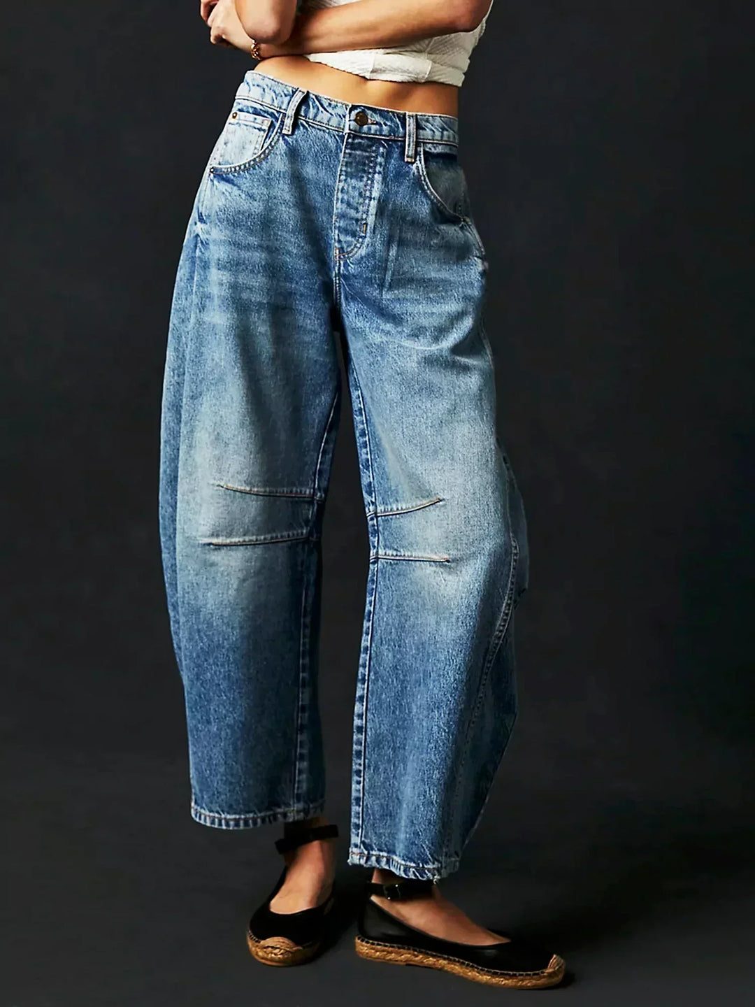 Dam Vida-Ben Tryckta Jeans | Mellan-Uppgång Sträcka Bomullsmix