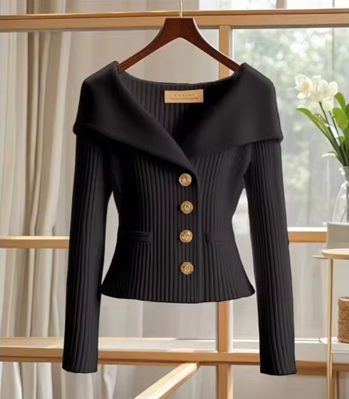 Stickad Croppad Kofta | Eleganta Kort-Längd Sticka Pullover