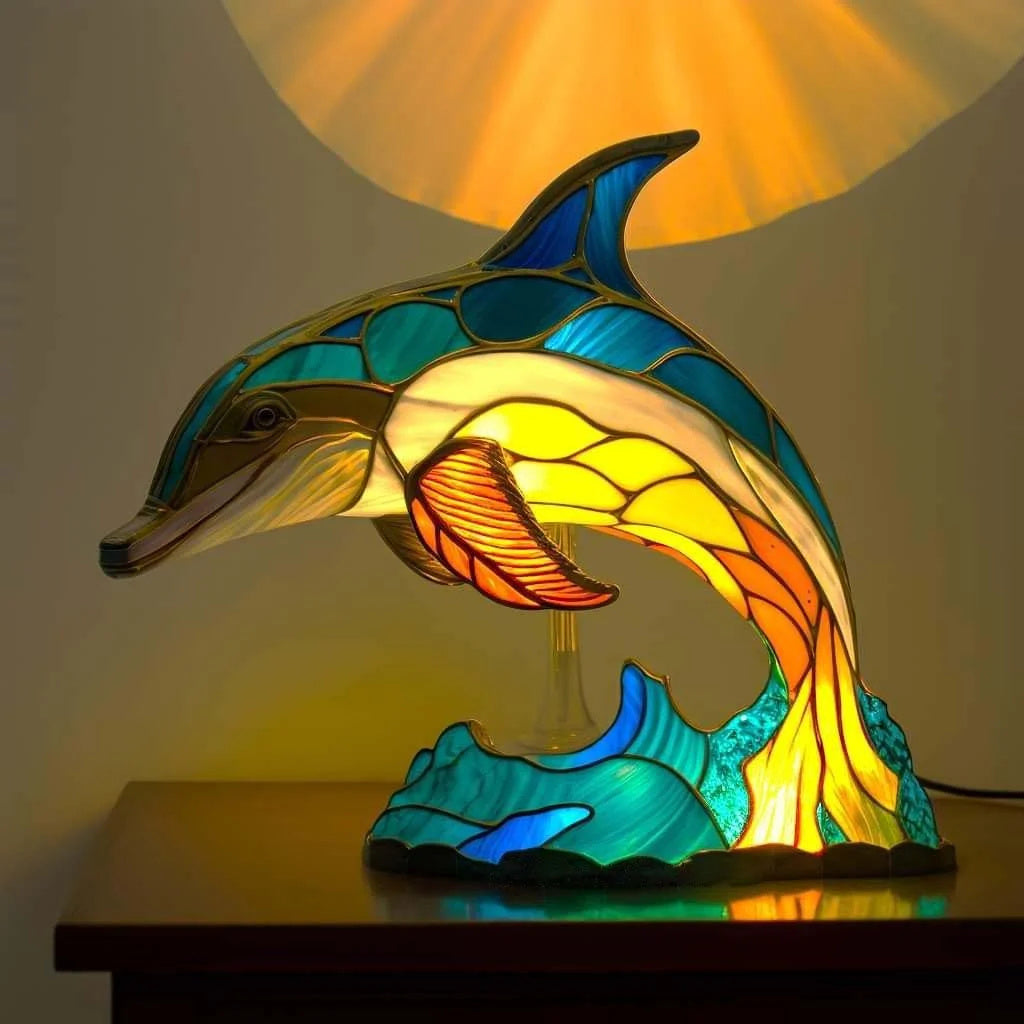 Färgat-Glas Djur Bordslampa | Konstnärlig LED-Lampa