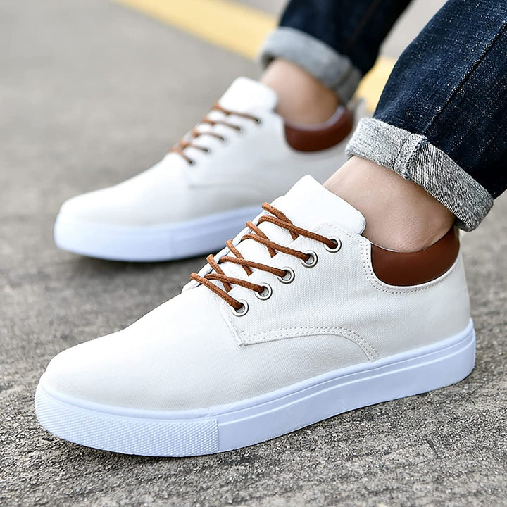 Herr Duk Sneakers | Avslappnad Låg Topp Skor med Vit Sula