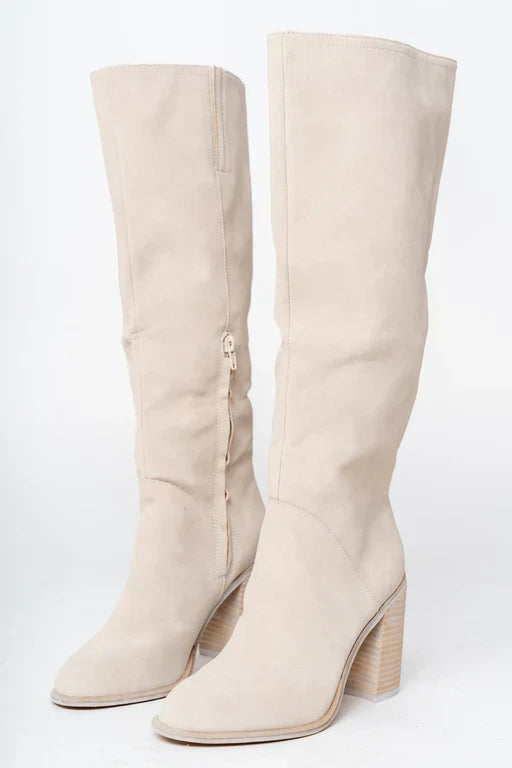 Dam Beige Hög Stövlar | Eleganta Knähöga Stövlar