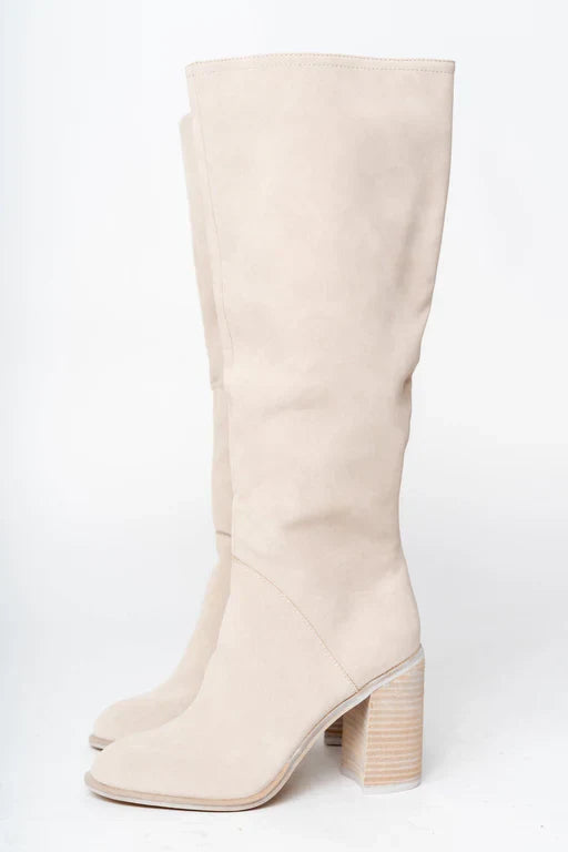 Dam Beige Hög Stövlar | Eleganta Knähöga Stövlar