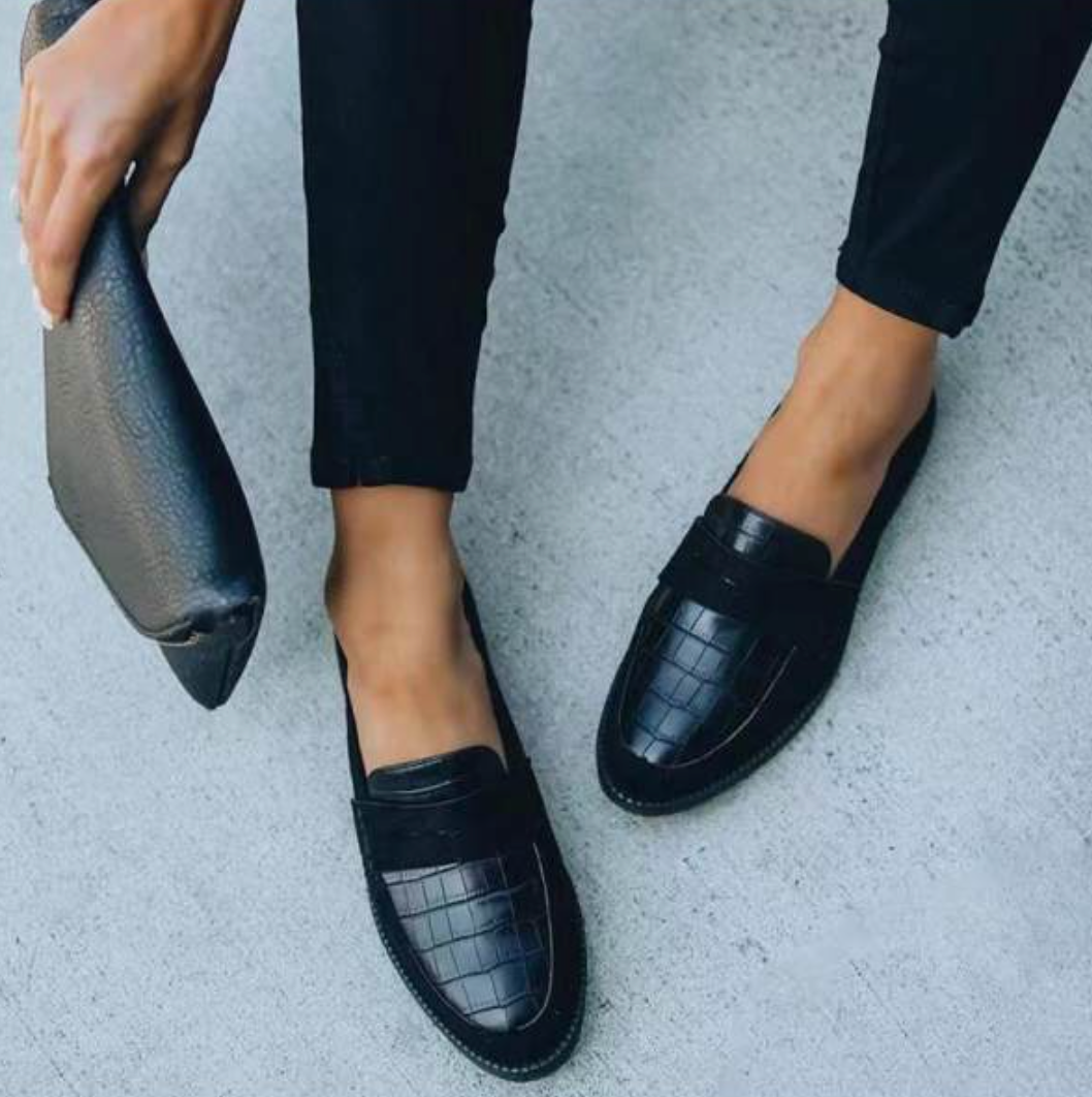 Belén | Damen Mocka Krokodiltryck Påskjutna Loafers