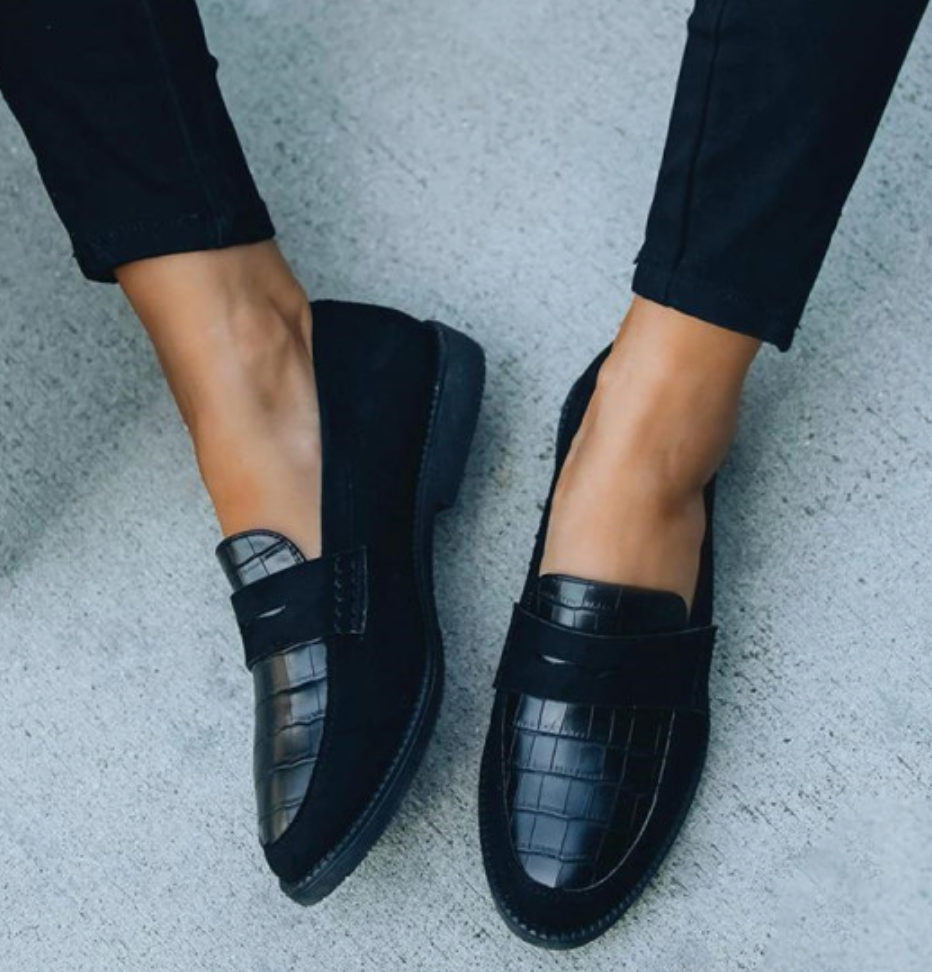 Belén | Damen Mocka Krokodiltryck Påskjutna Loafers